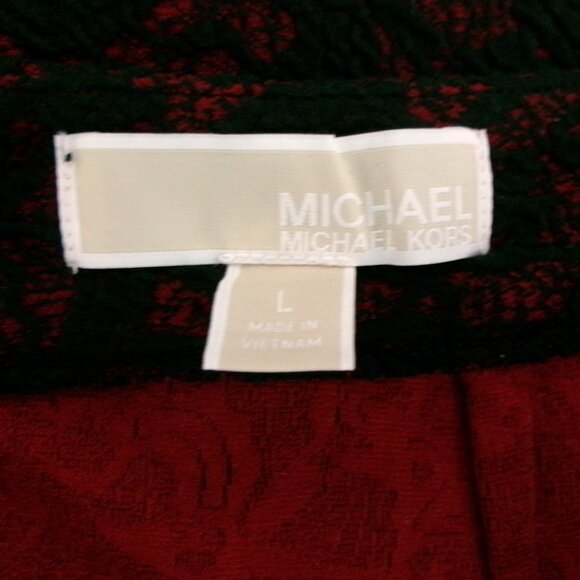 New Michael Kors Red and Black Textured Stretch Pencil Skirt L Large - Picture 7 of 9